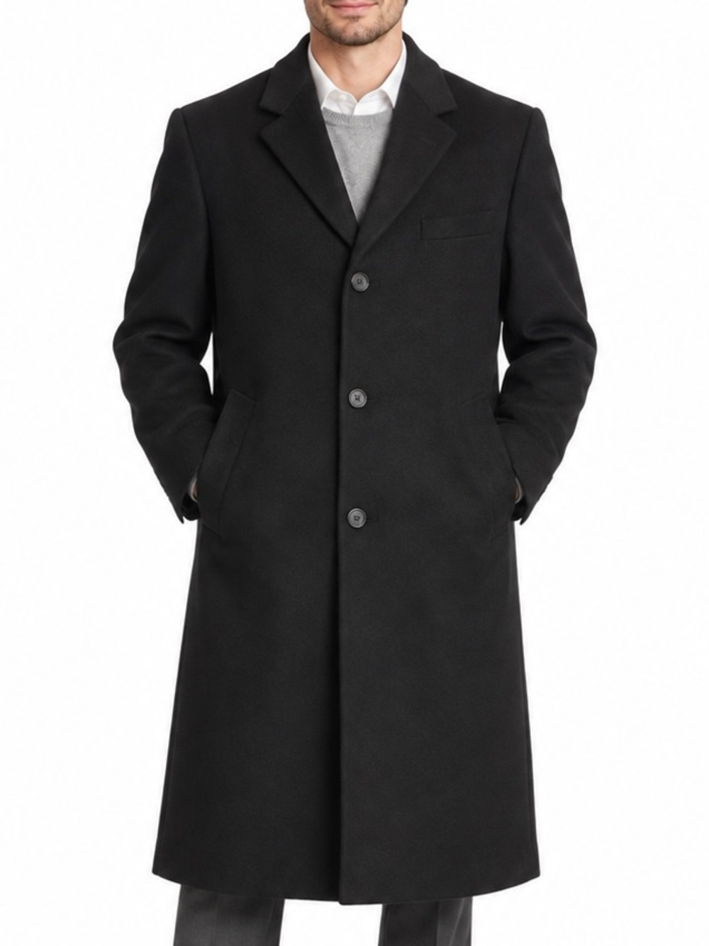 Lauren Ralph Lauren 100% Cashmere Black Overcoat Men’s 38R Long Wool Coat